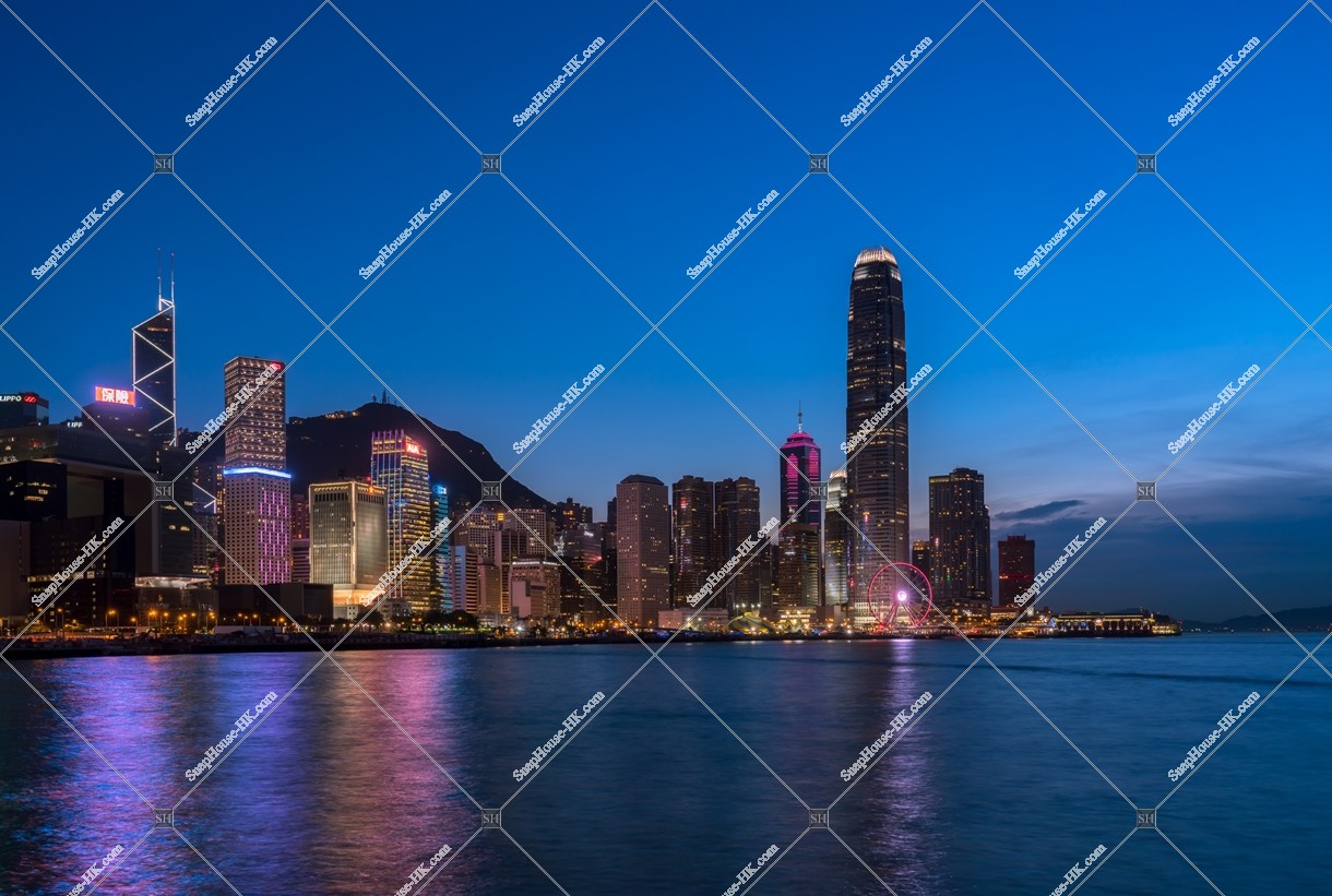 Night view of high-rise buildings at Central, No.2