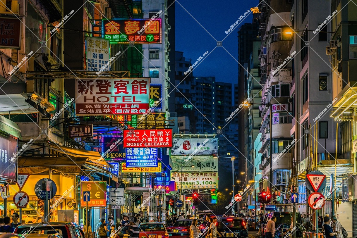 Night view of signboards, Mong Kok, No.6