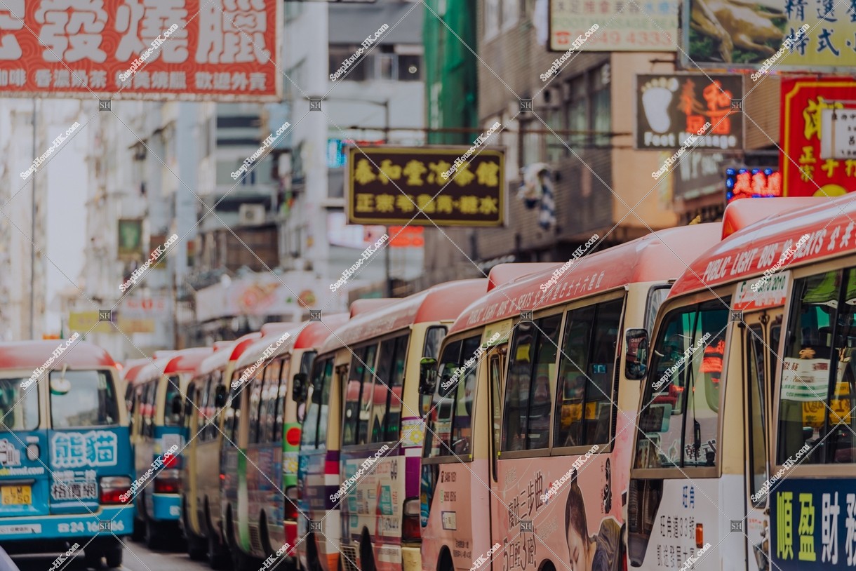View of signboards and minibus, Mong Kok, No.7