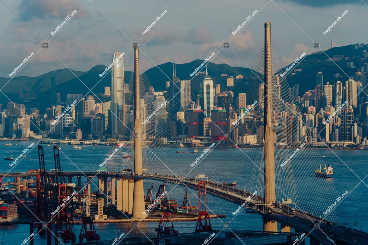 View of Stonecutters' Bridge and Hong Kong Island, No.2