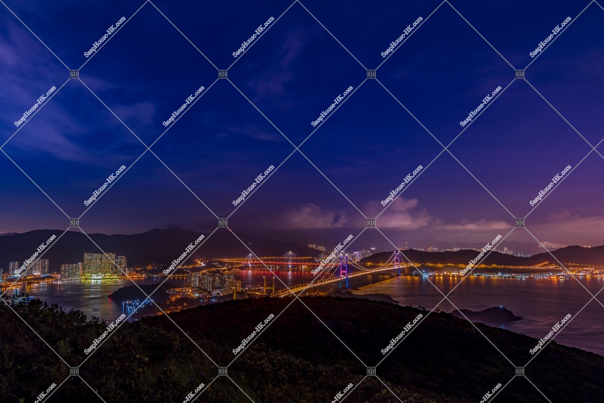 Night view of Tsing Ma Bridge and Ting Kau Bridge, No.3