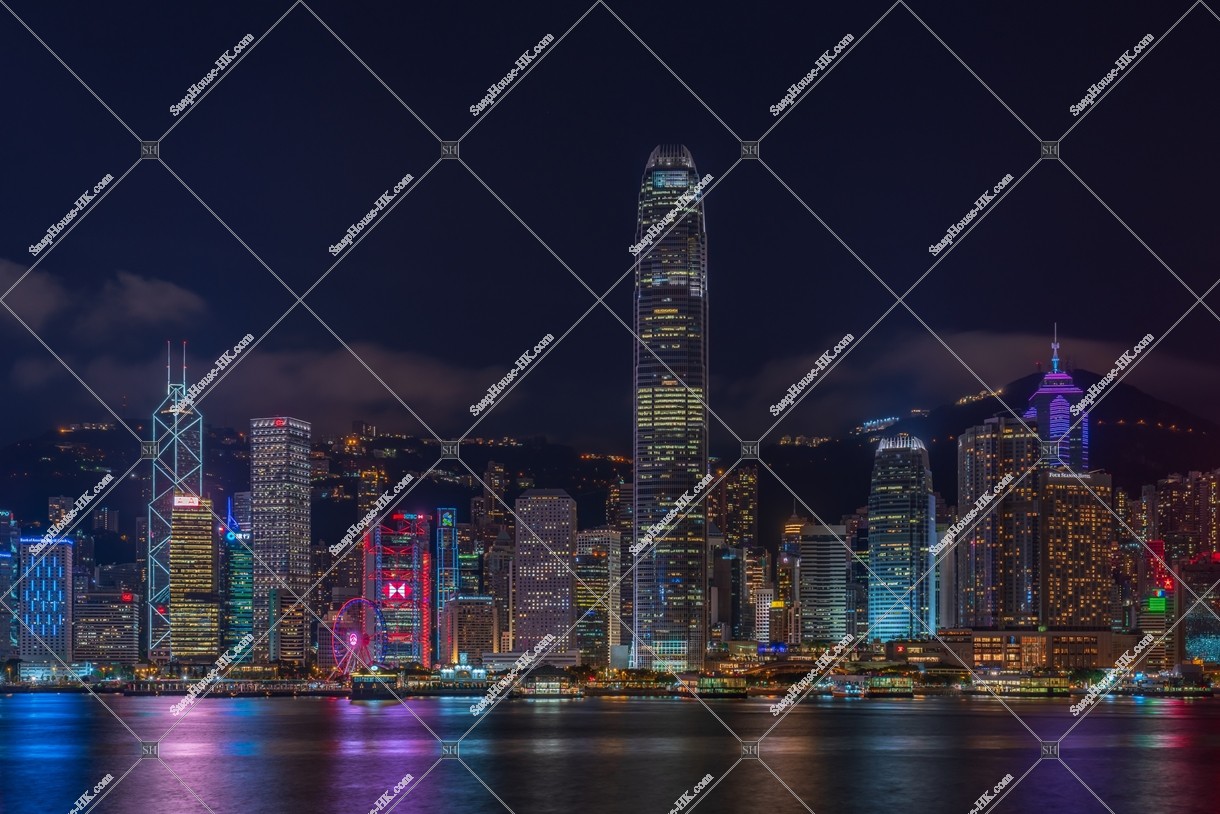 Night view of the high-rise buildings of Central from Tsim Sha Tsui , No.2
