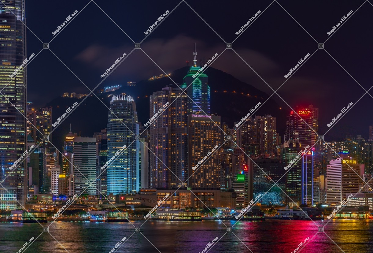 Night view of the high-rise buildings of Central from Tsim Sha Tsui , No.3