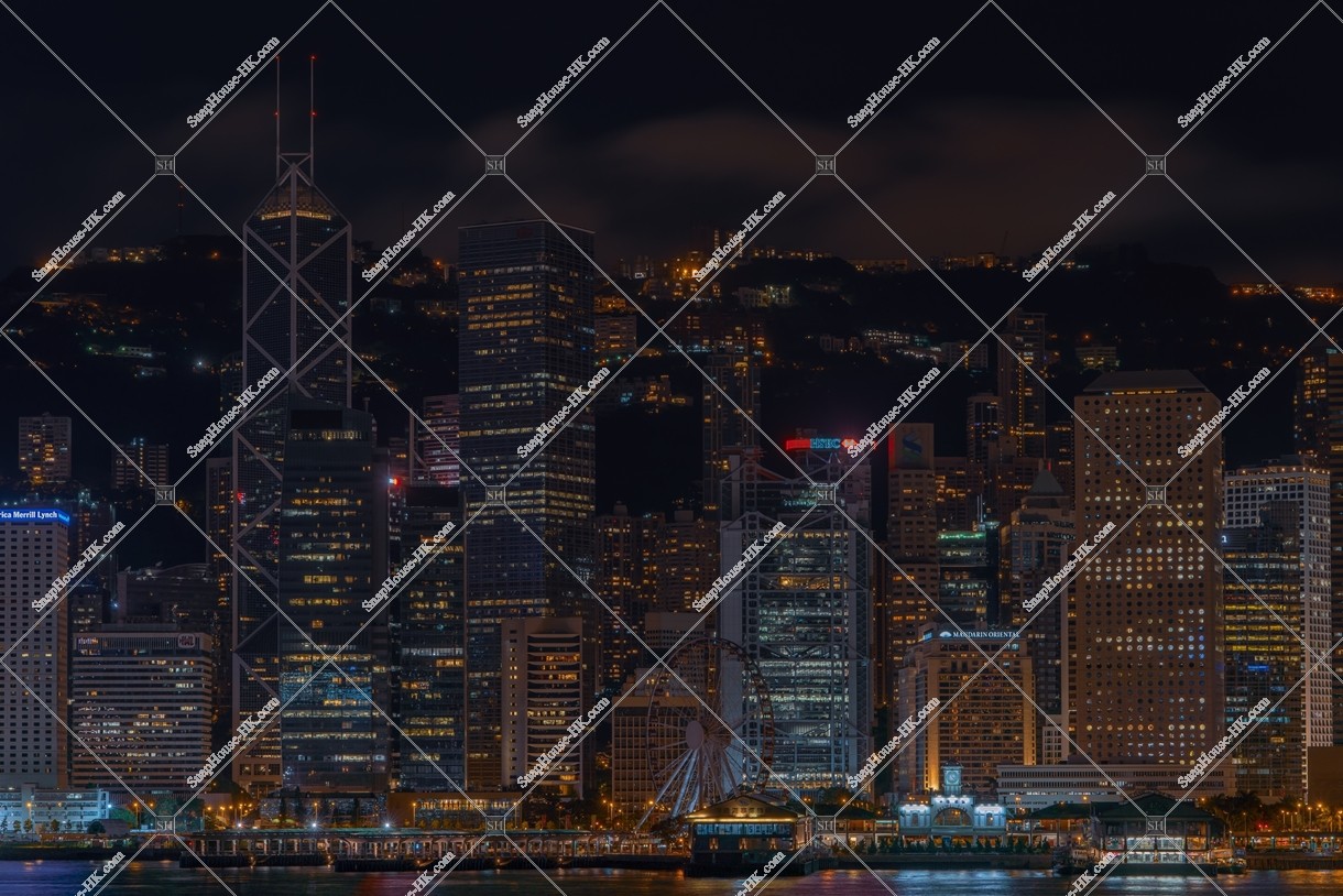 Night view of the high-rise buildings of Central from Tsim Sha Tsui , No.7