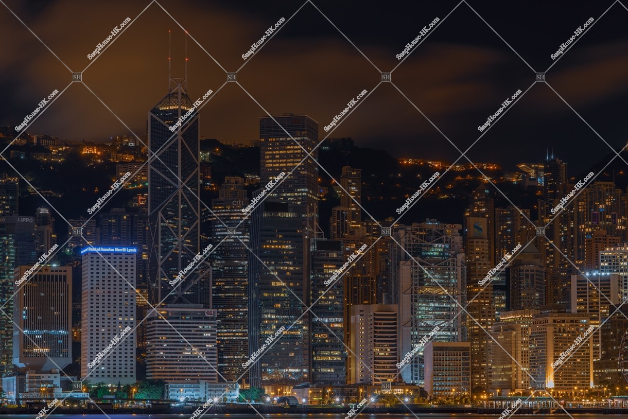 Night view of the high-rise buildings of Central from Tsim Sha Tsui , No.13