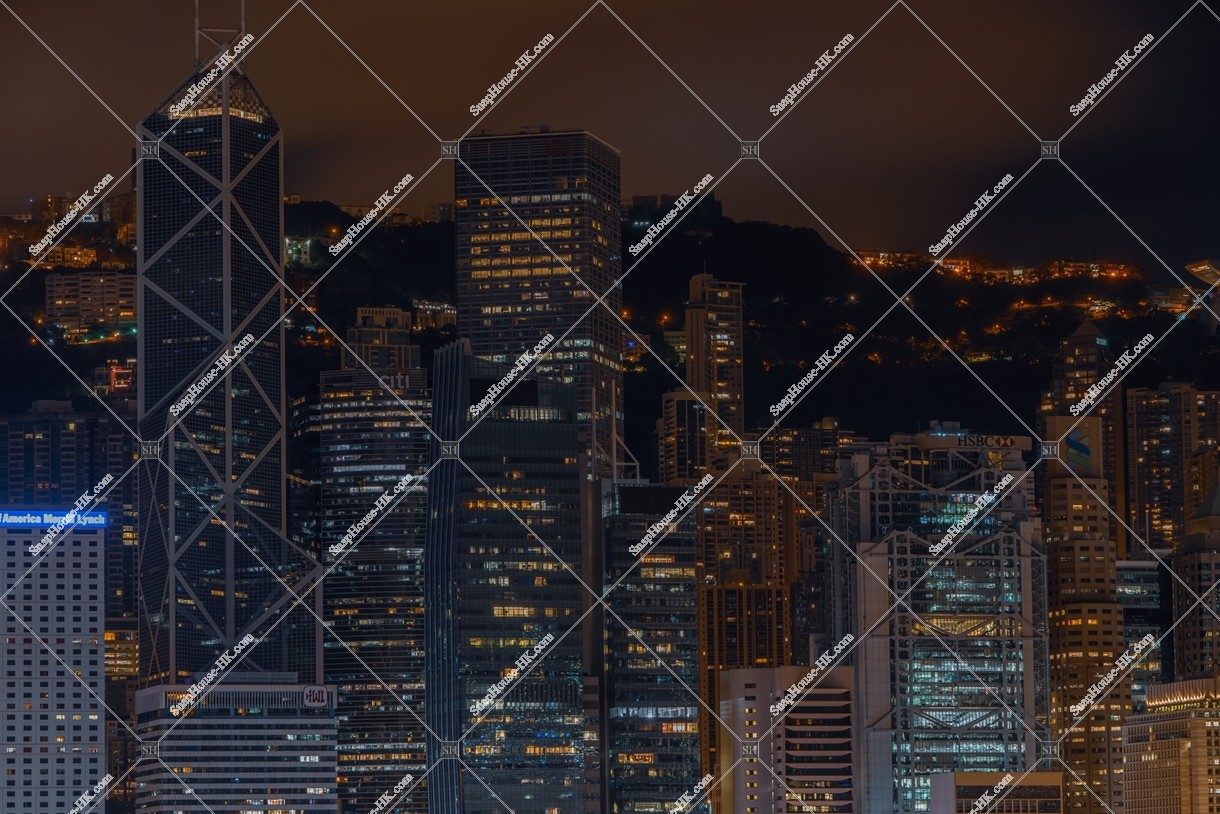 Night view of the high-rise buildings of Central from Tsim Sha Tsui , No.14