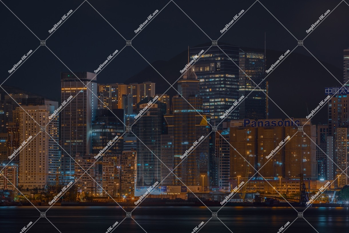 Night view of the high-rise buildings of Sheung Wan from Wan Chai , No.2