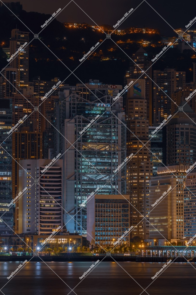 Night view of HSBC Main Building and Standard Chartered Bank Building in Central, No.2