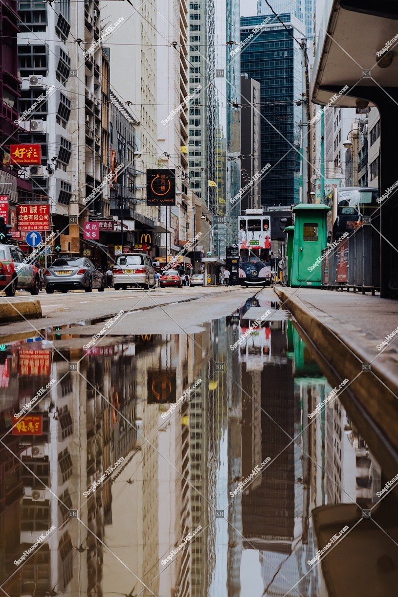 View of Sheung Wan with Hong Kong Tram, No.7