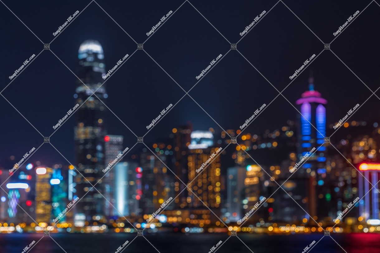 Night view of high-rise buildings at Central, No.4