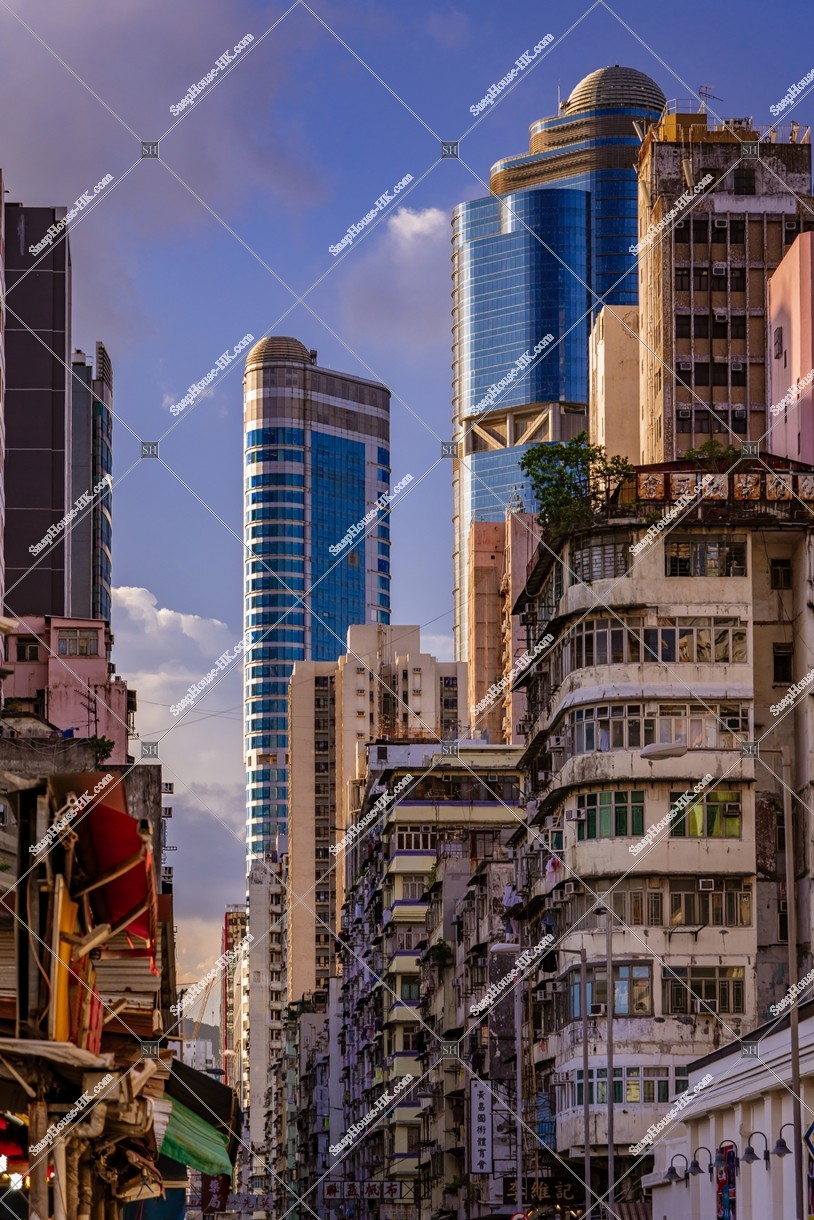 Evening street view of Yau Ma Tei and Mong Kok