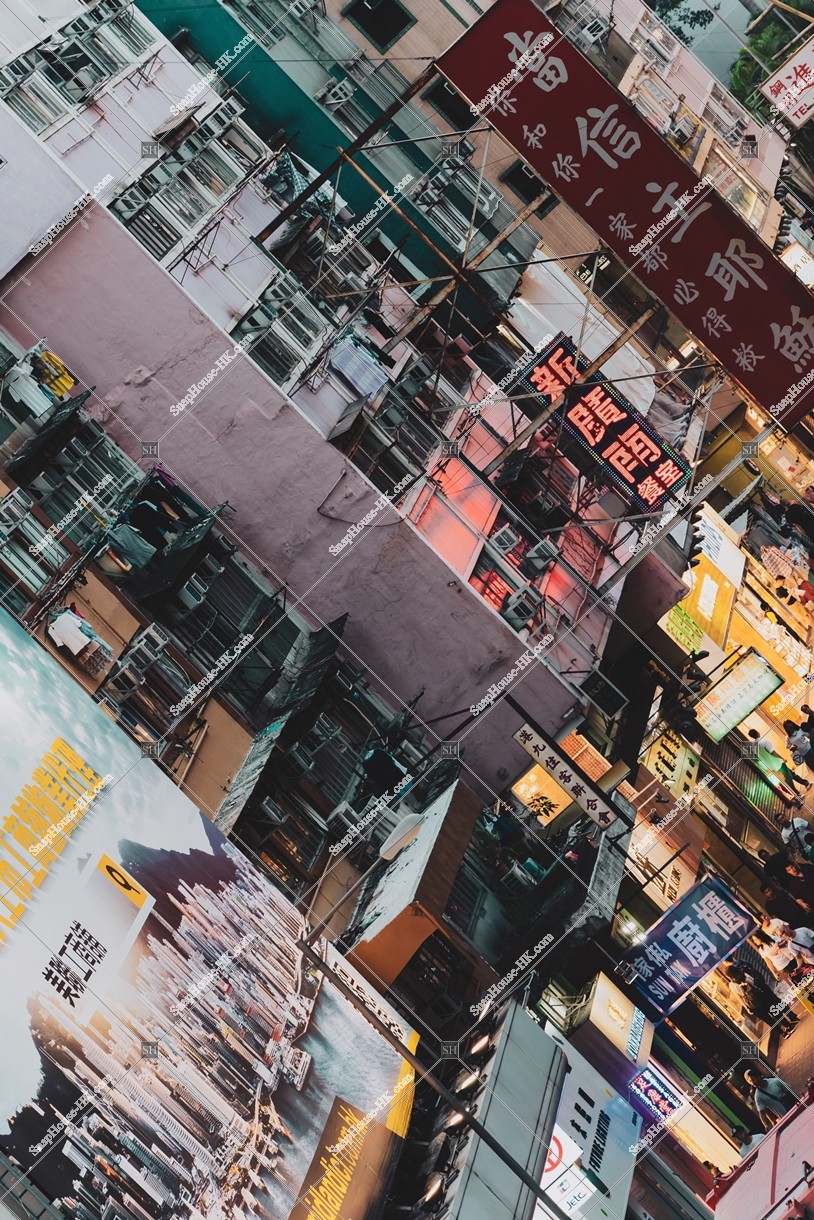 Evening street view of Mong Kok