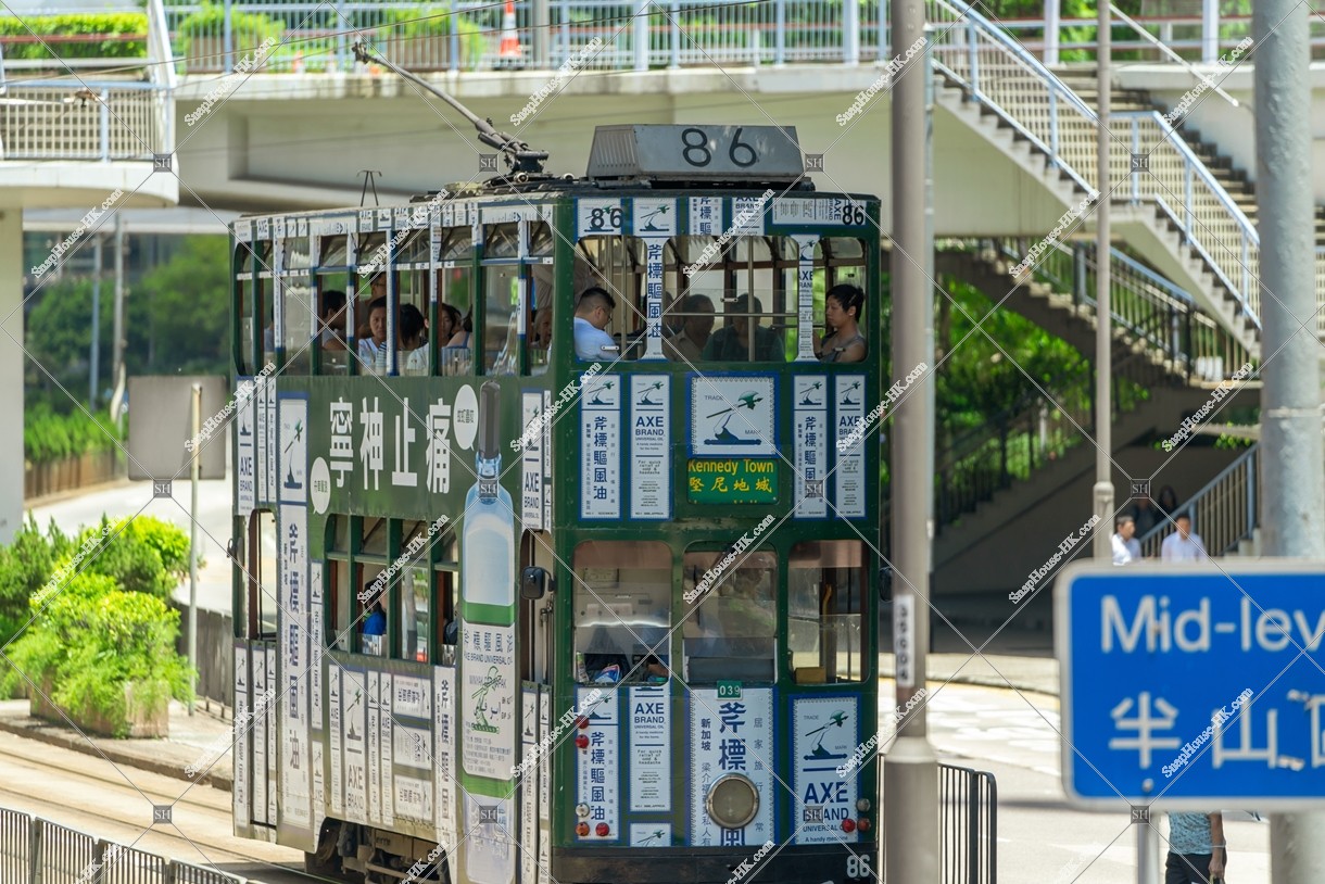 Hong Kong Tramway traveling through Central