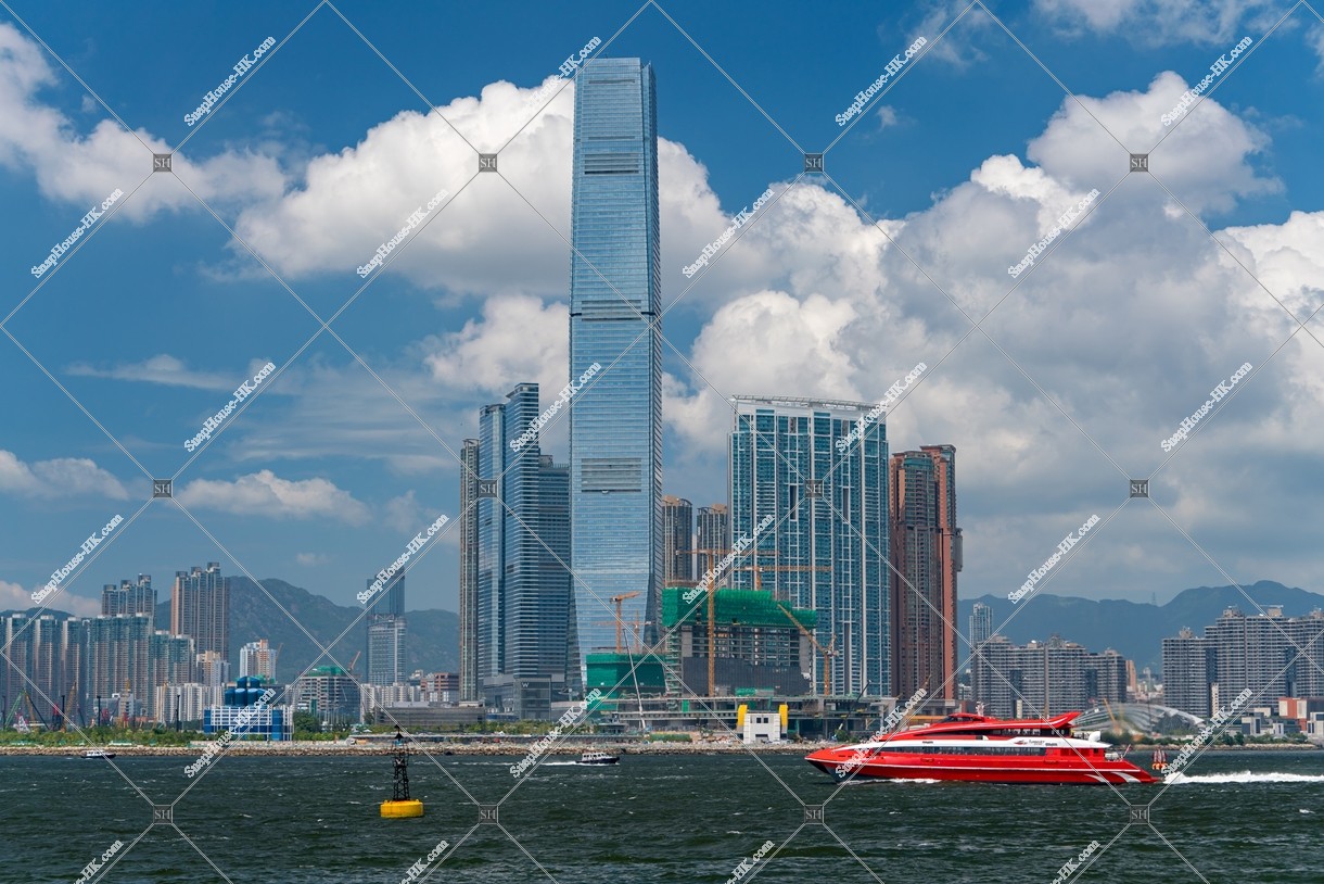 View of the high-rise buildings at West Kowloon with TurboJET, No.3