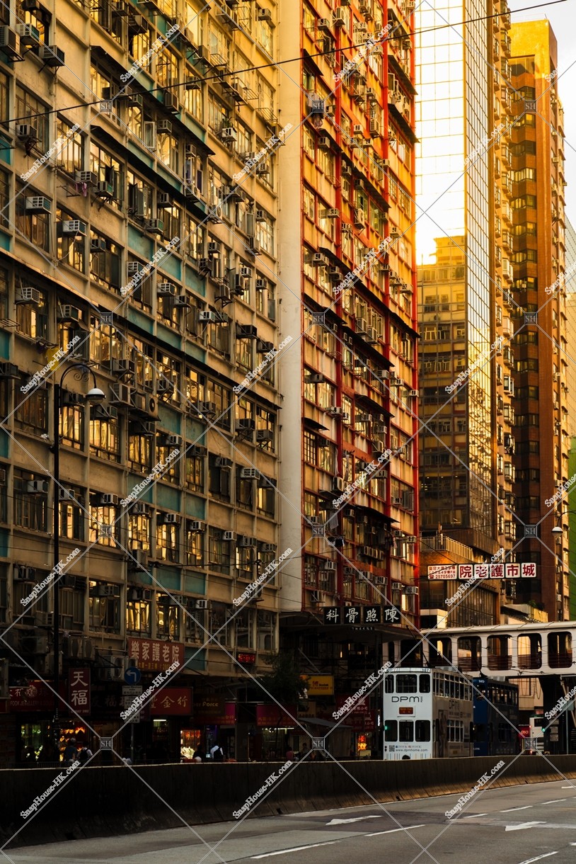 Street view of North Point with Hong Kong Tramway in the the evening, No.1