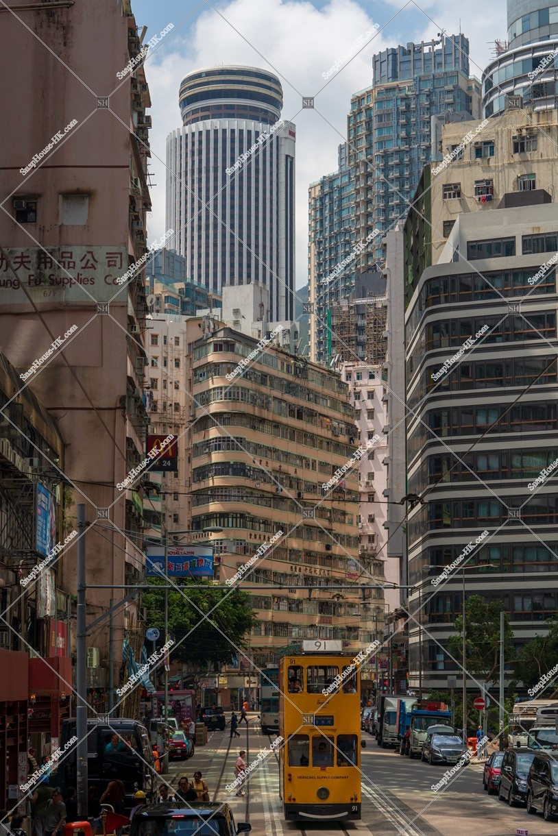 Townscape of Wan Chai with Hong Kong Tramway, No.1