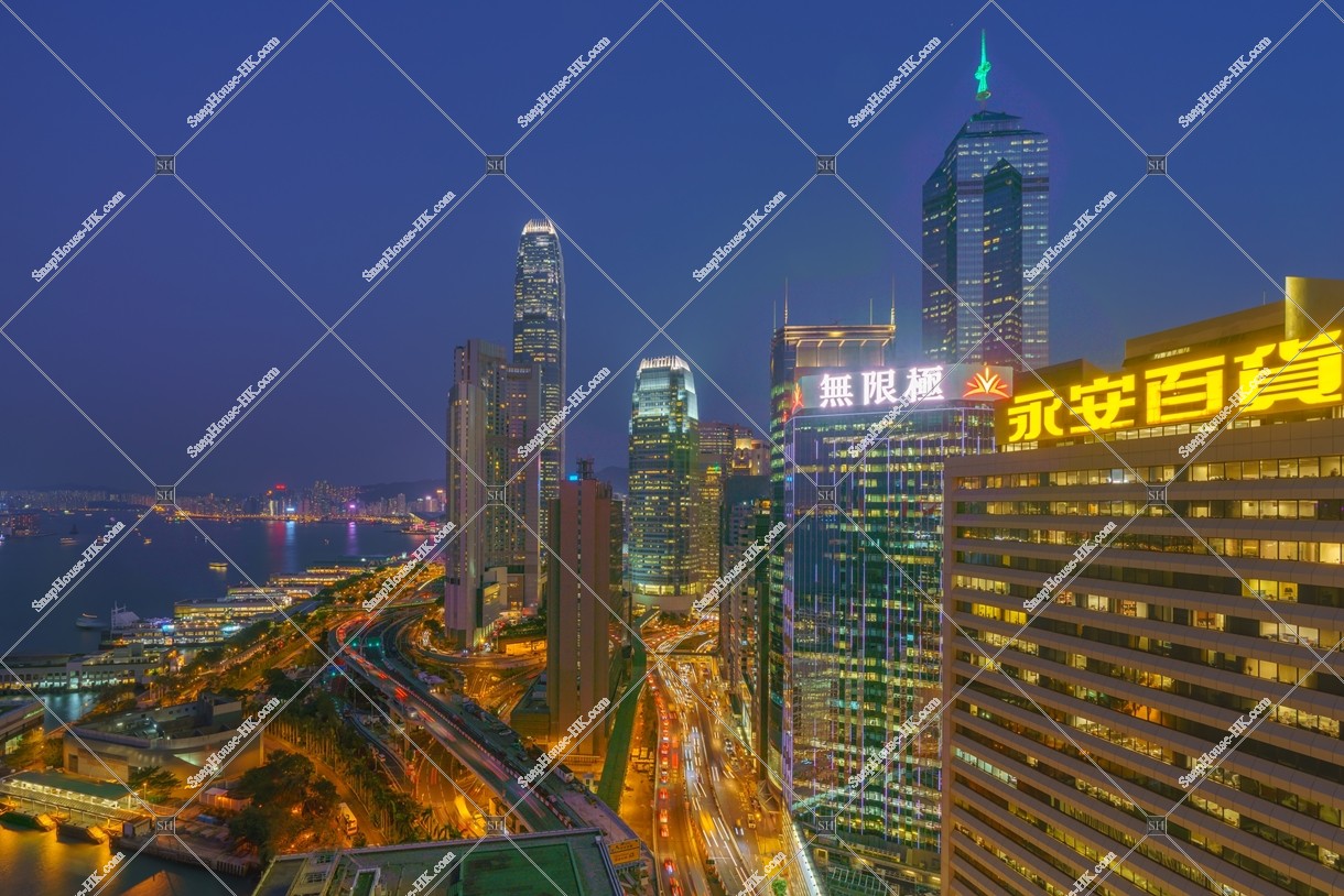 Night view of the high-rise buildings at Central, No.4