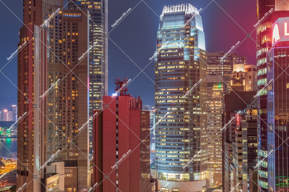 Night view of the high-rise buildings at Central, No.8