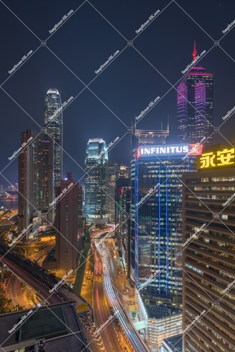 Night view of the high-rise buildings at Central, No.9