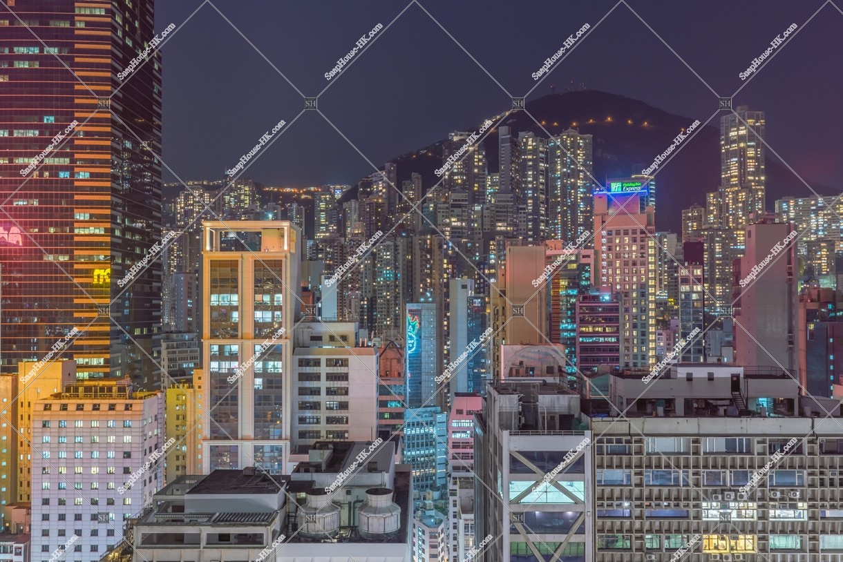 Night view of the high-rise buildings at Sheung Wan, No.2