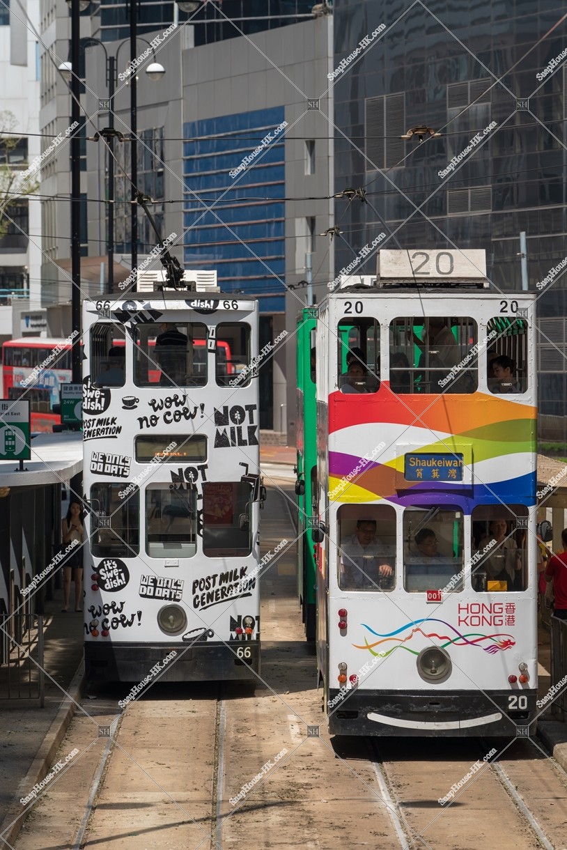 Hong Kong Tramway traveling through Quarry Bay, No.3
