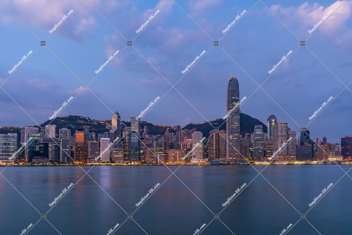 View of the high-rise buildings at Central before dawn, No.1