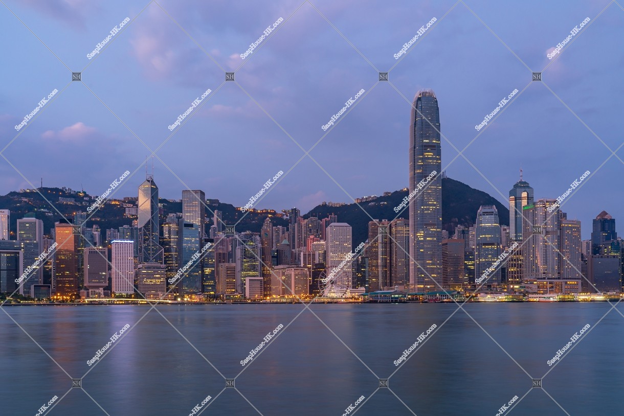 View of the high-rise buildings at Central before dawn, No.2