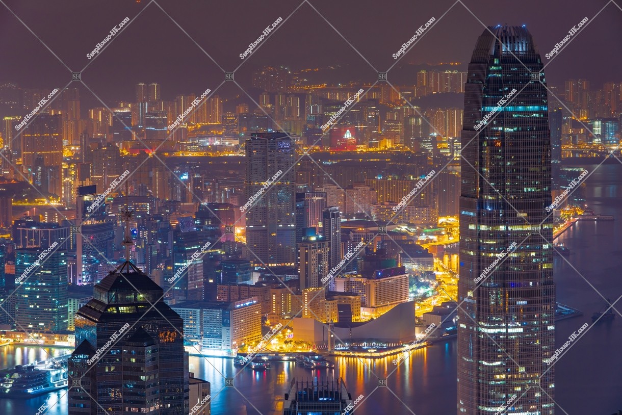Midnight view of ifc2 and Kowloon from The Peak, No.1