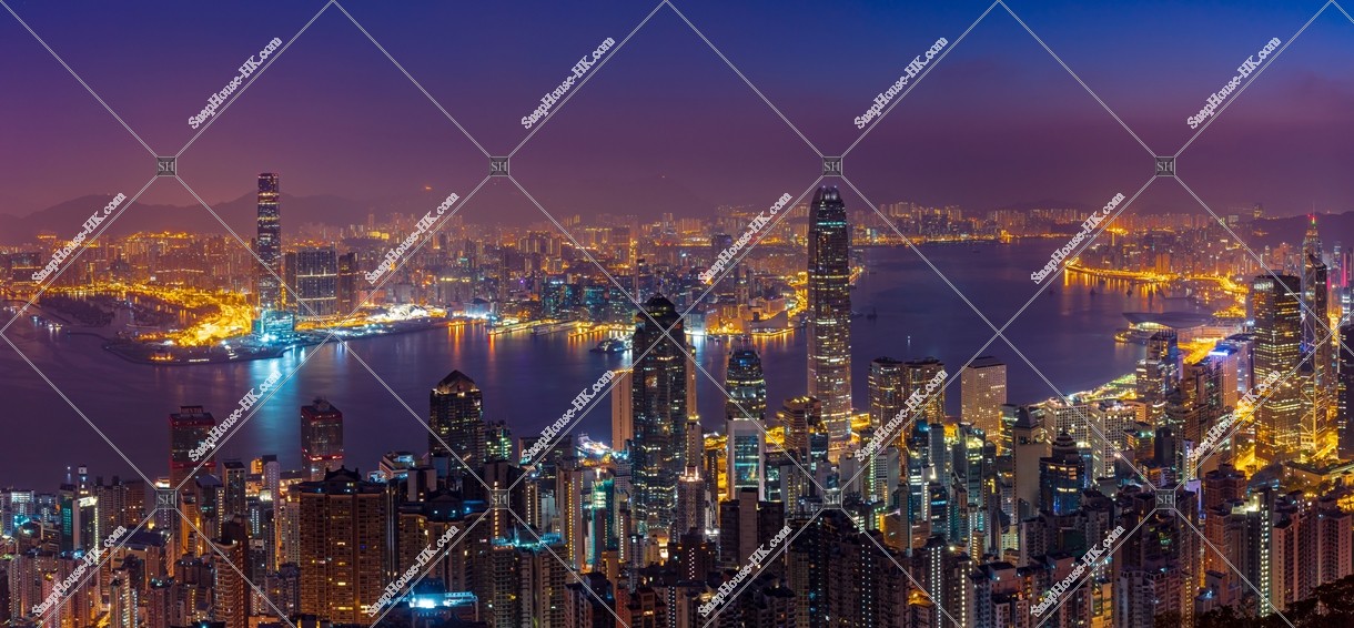 View of Hong Kong before dawn from The Peak