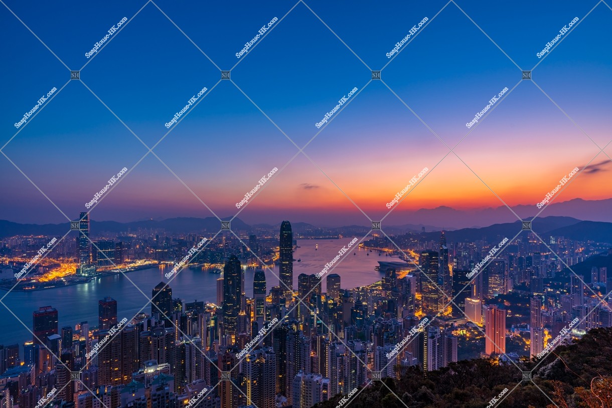View of Hong Kong at dawn from The Peak, No.5