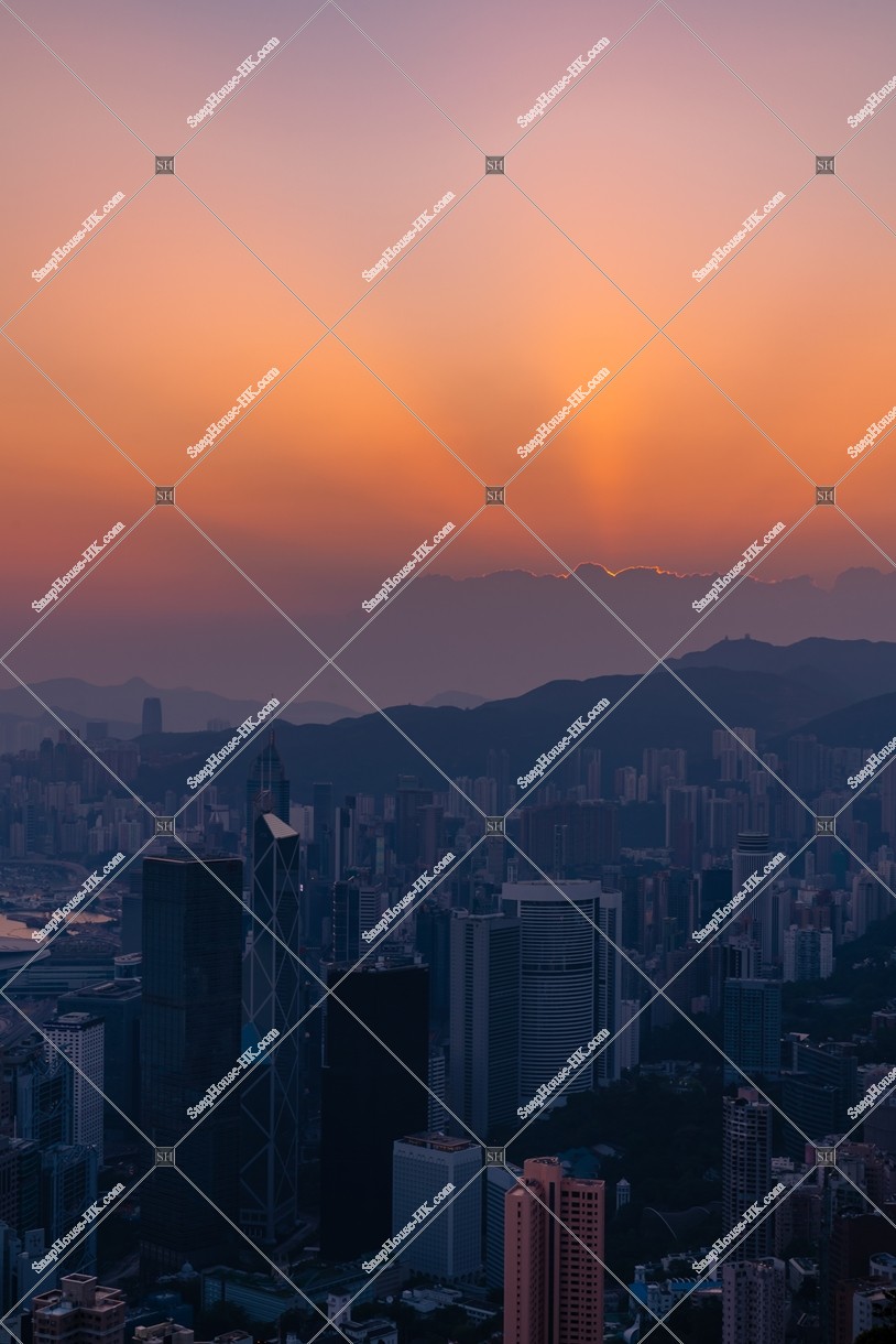 Sunrise view of Hong Kong Island from The Peak, No.1