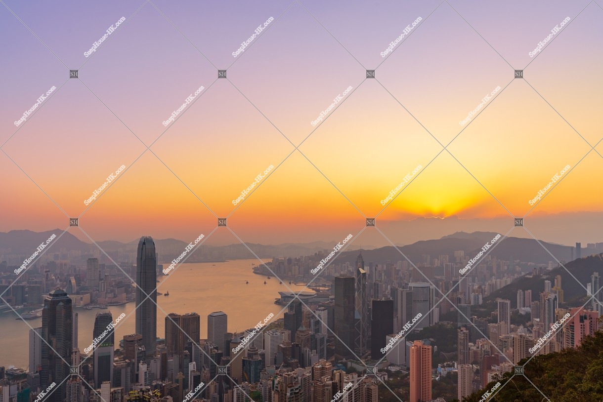 Sunrise view of Hong Kong from The Peak, No.3