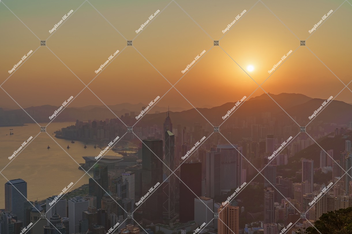 Sunrise view of Hong Kong Island from The Peak, No.4