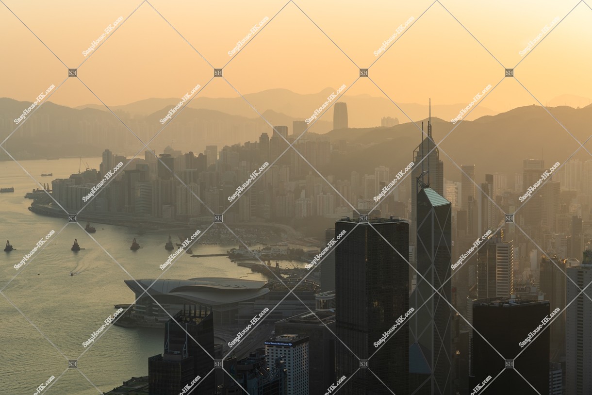 Morning view of Hong Kong Island from The Peak, No.2