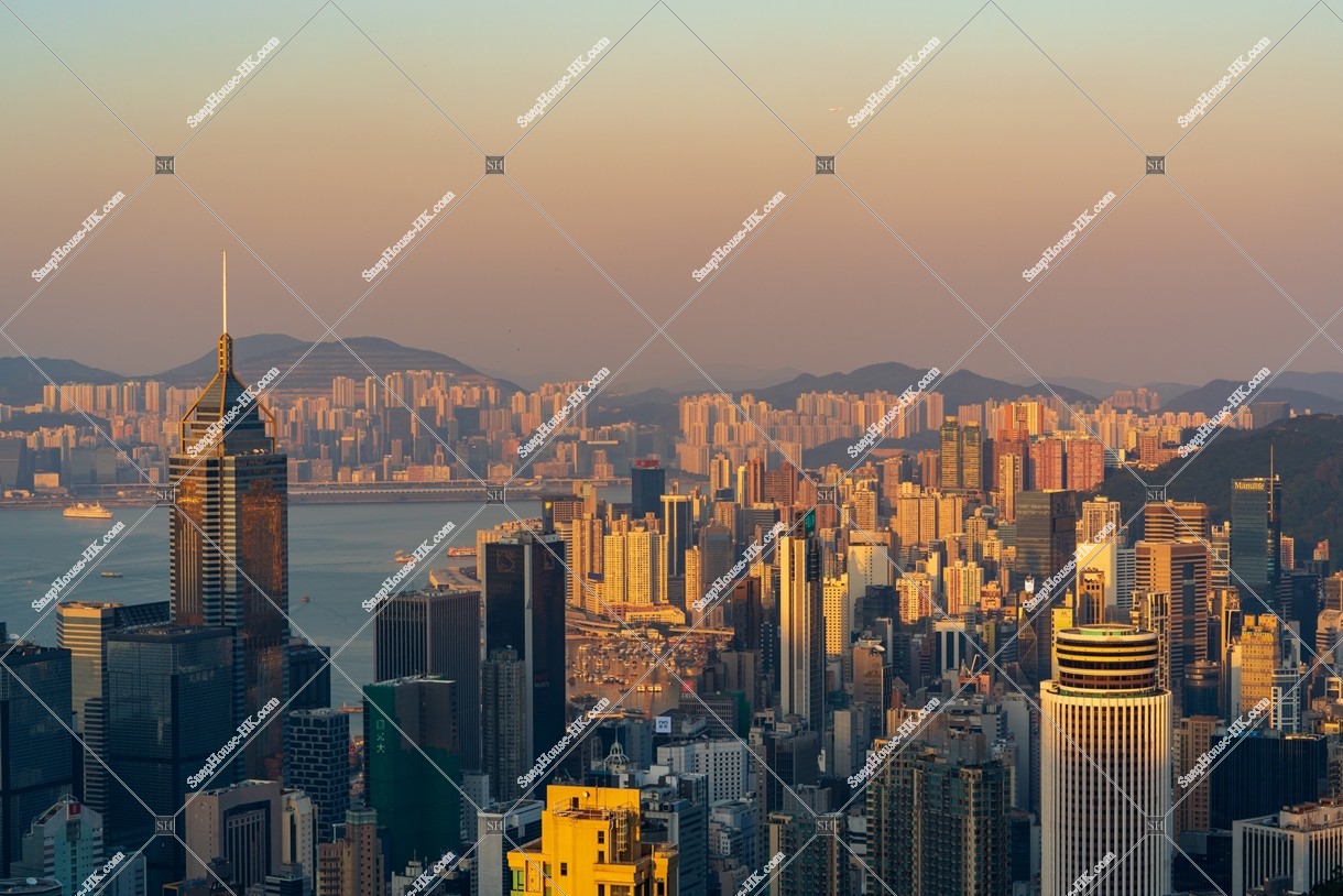 Evening view of the high-rise buildings in Hong Kong Island, No.1
