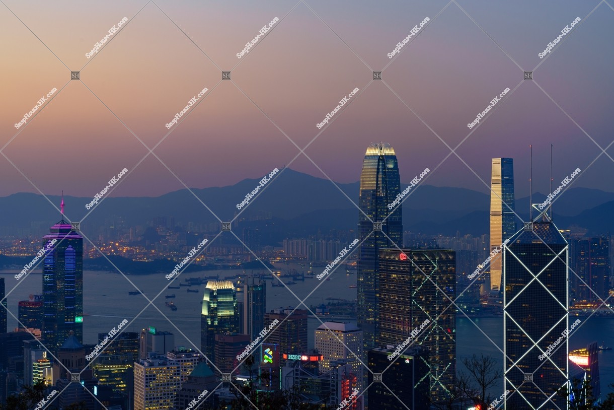 Evening view of the high-rise buildings at Central, No.6