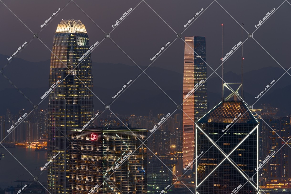 Night view of the high-rise buildings at Central and West Kowloon, No.1