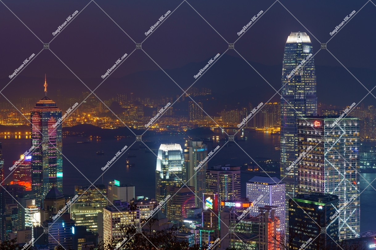 Night view of the high-rise buildings at Central, No.1