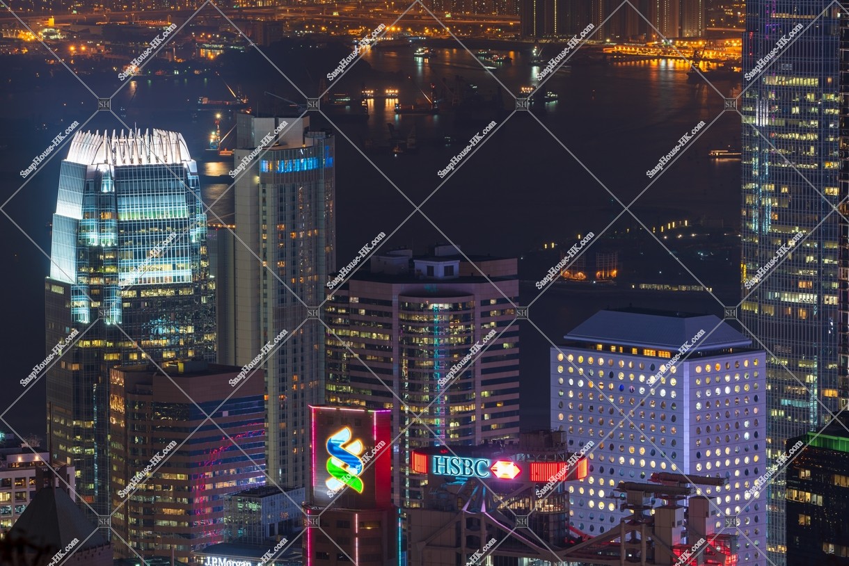 Night view of the high-rise buildings at Central, No.3