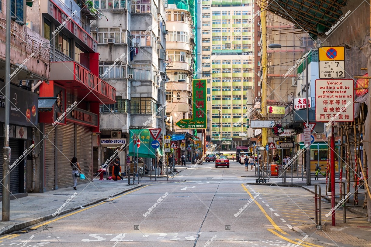 Street view of Wing Sing Lane at Yau Ma Tei