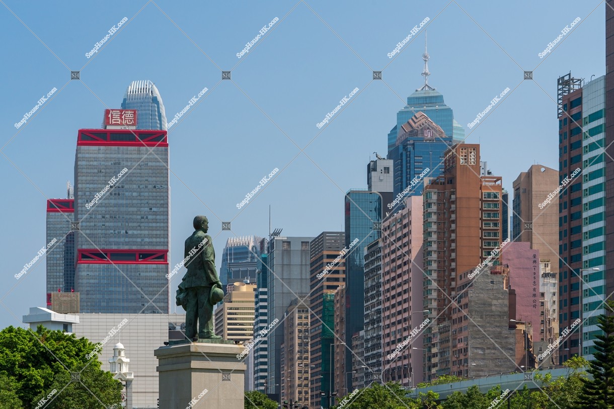 Statue of Sun Yat-sen and cityscape of Sheung Wan, No.2