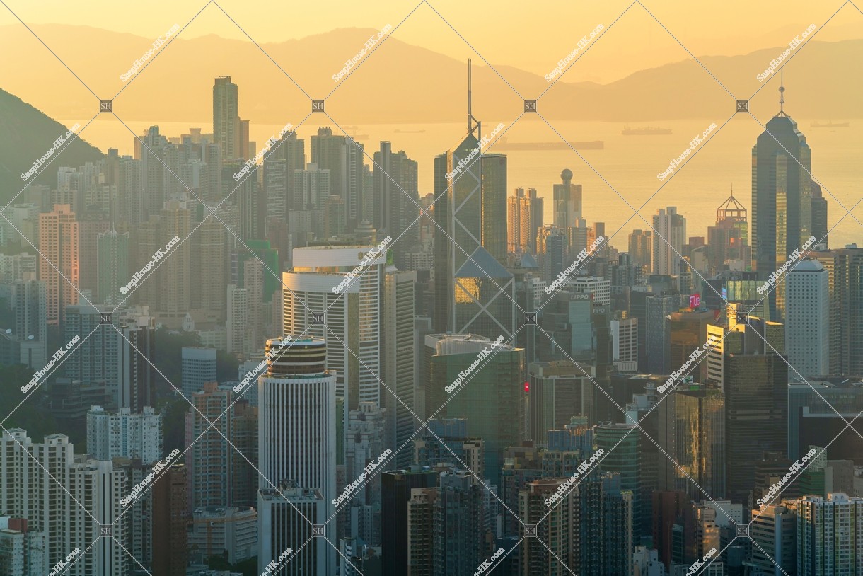 Skyline view from Central to Wan Chai, Hong Kong Island in the evening, No.2