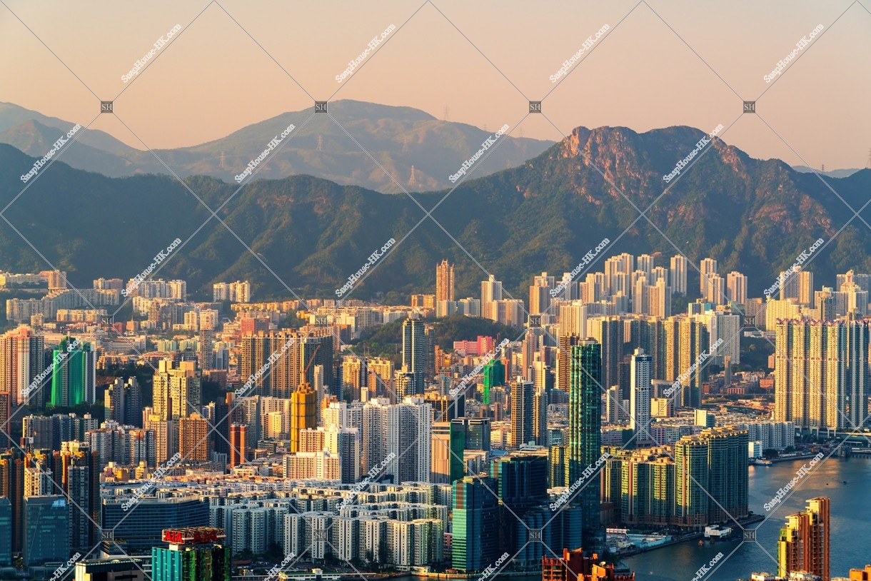 Skyline view of Kowloon area in the evening, No.3