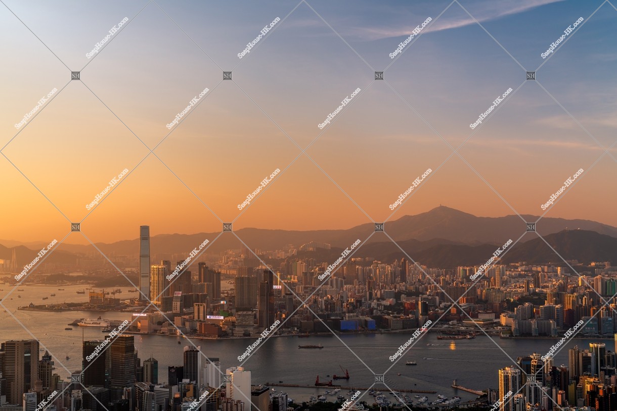 Skyline view of Kowloon Peninsula in the evening, No.2