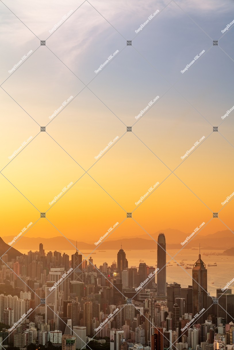 Skyline view from Central to Wan Chai, Hong Kong Island in the evening, No.4