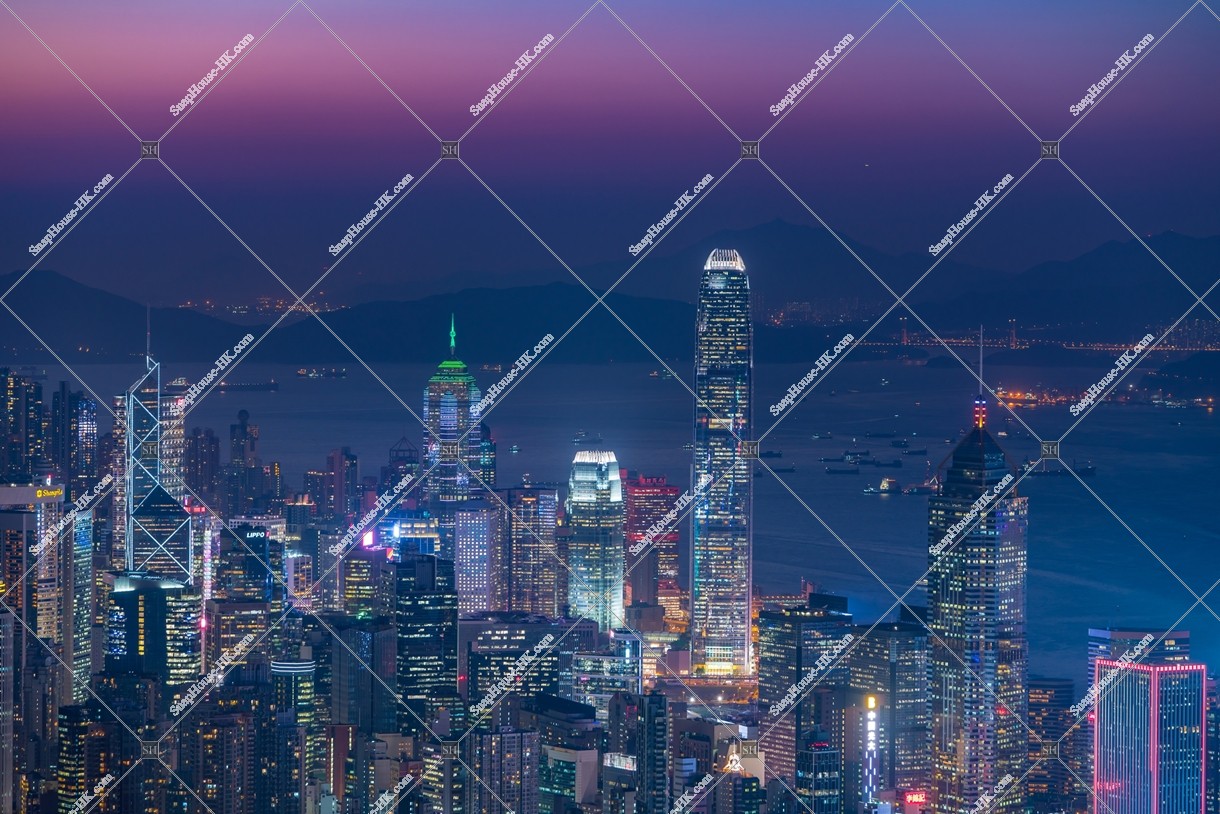 Skyline view from Central to Wan Chai, Hong Kong Island at dusk, No.2
