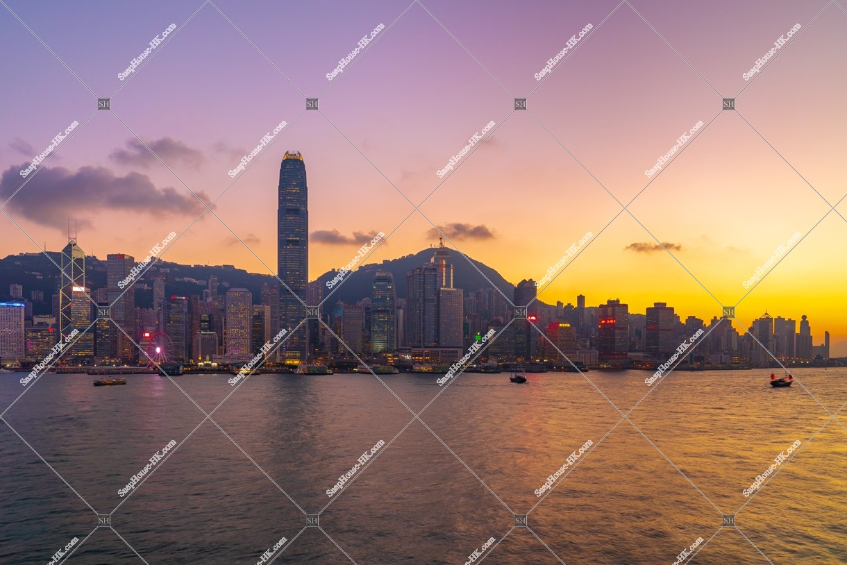 View of High-rise buildings at Central at sunset time, No.7