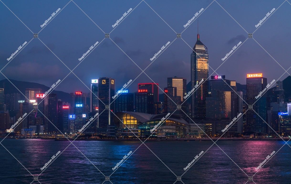 View of high-rise buildings at Wan Chai at sunset time, No.2
