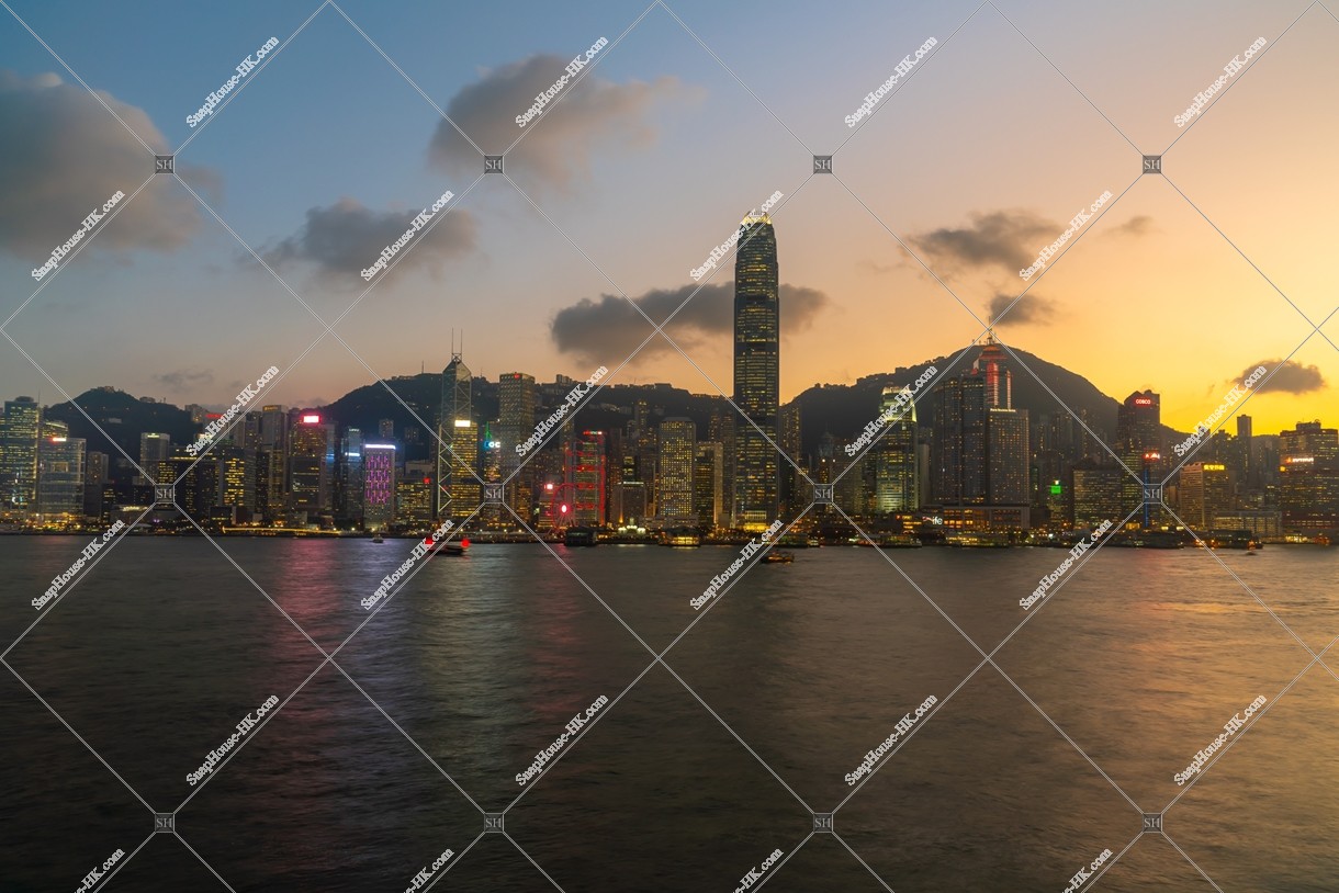 View of High-rise buildings at Central at sunset time, No.8