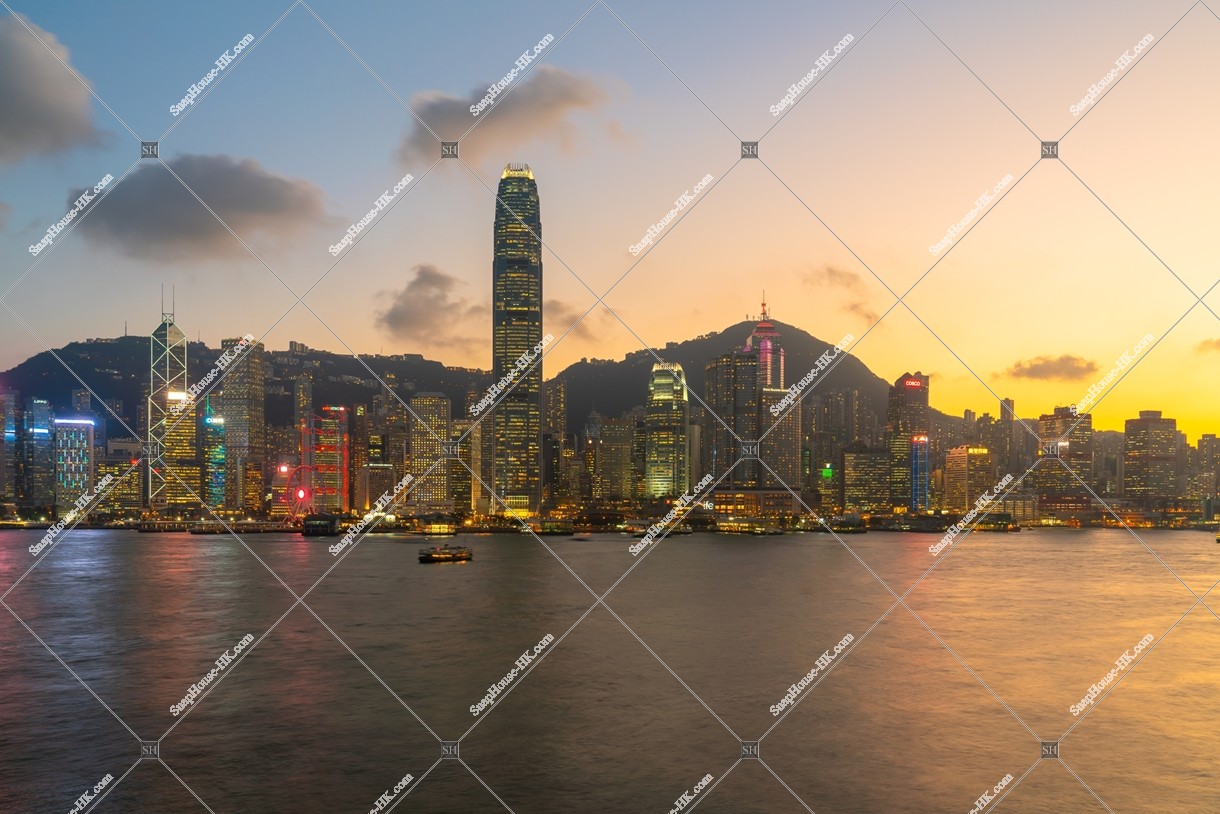 View of High-rise buildings at Central at sunset time, No.9